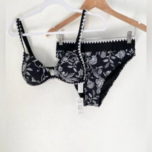 New Cupshe Embroidered Padded Cup Bikini Set Boho Beachy Feminine High Cut - Picture 2 of 11